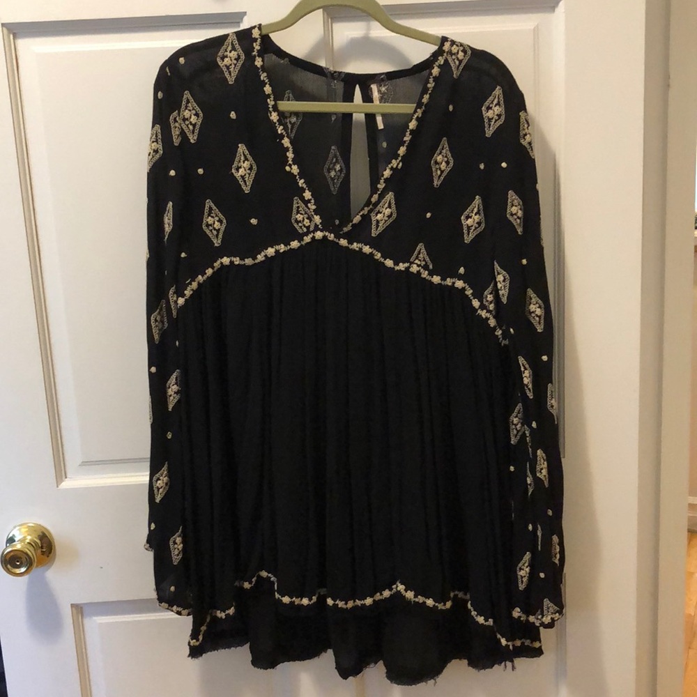 Free people black embroidered tunic